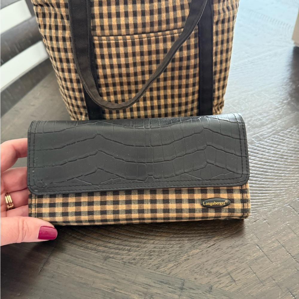 VTG 90s Longaberger Homestead Plaid Tote & Wallet Set EUC Americana - Picture 2 of 7